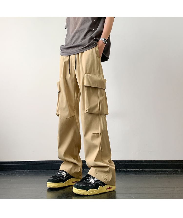 Breeson - Low Rise Plain Wide Leg Cargo-broek