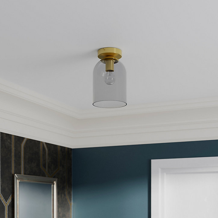 Plafonnier E14 28W GoodHome Thestias effet or H.26 x Ø17 cm