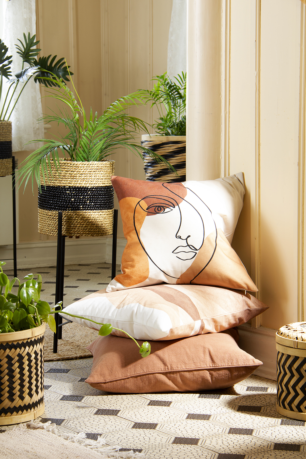 Sahara putetrekk Brun og beige mønstret. 45x45 cm