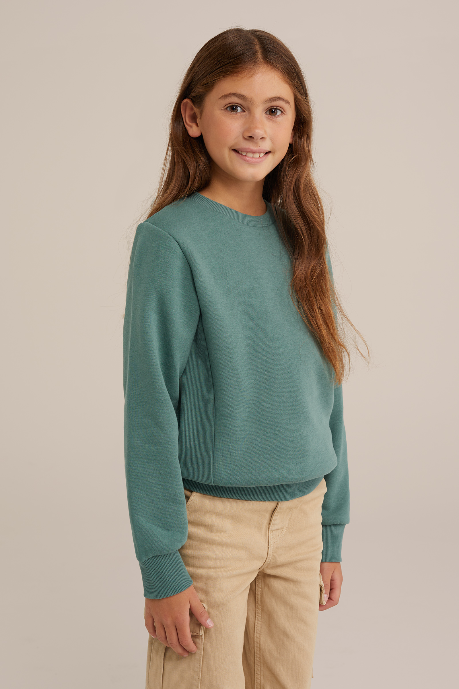 Unisex sweater met geribde details Blue Ridge Khaki
