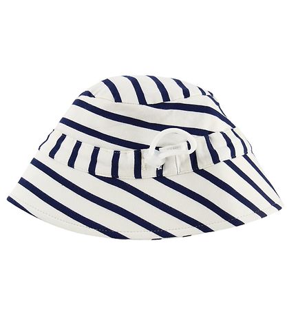 Minymo Sommerhut - Bambus - Weiß/Navy Gestreift