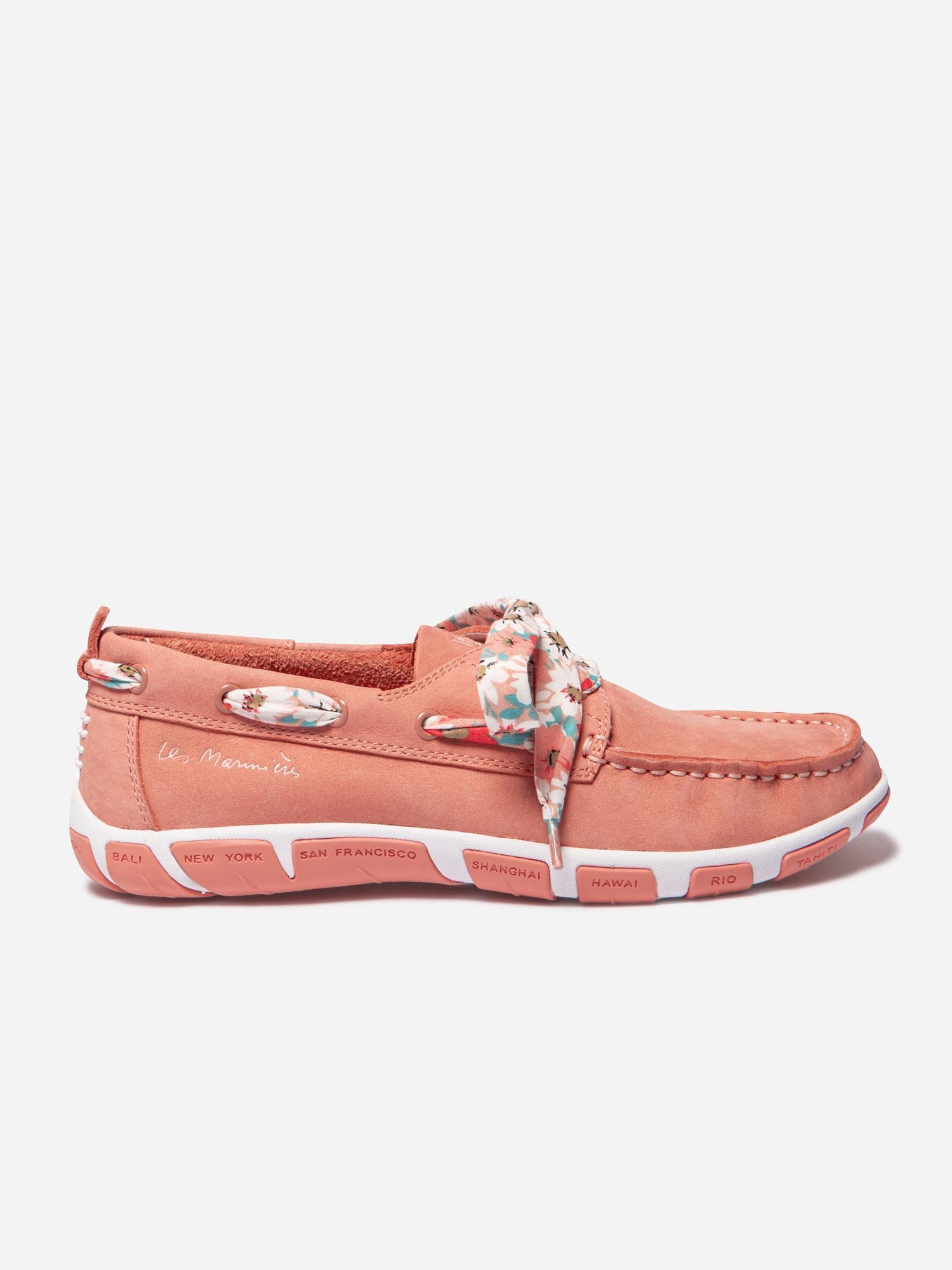 Chaussures Bateau Femme Cuir Orange