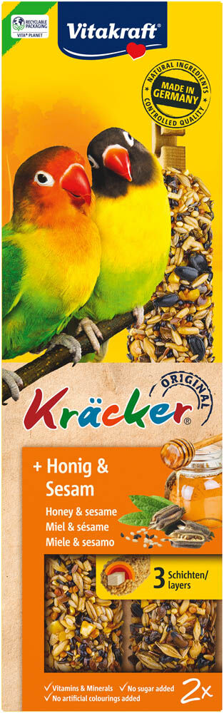 Vitakraft Kräcker Agapronis - 2 Stuks - Honing, sesam - Snacks
