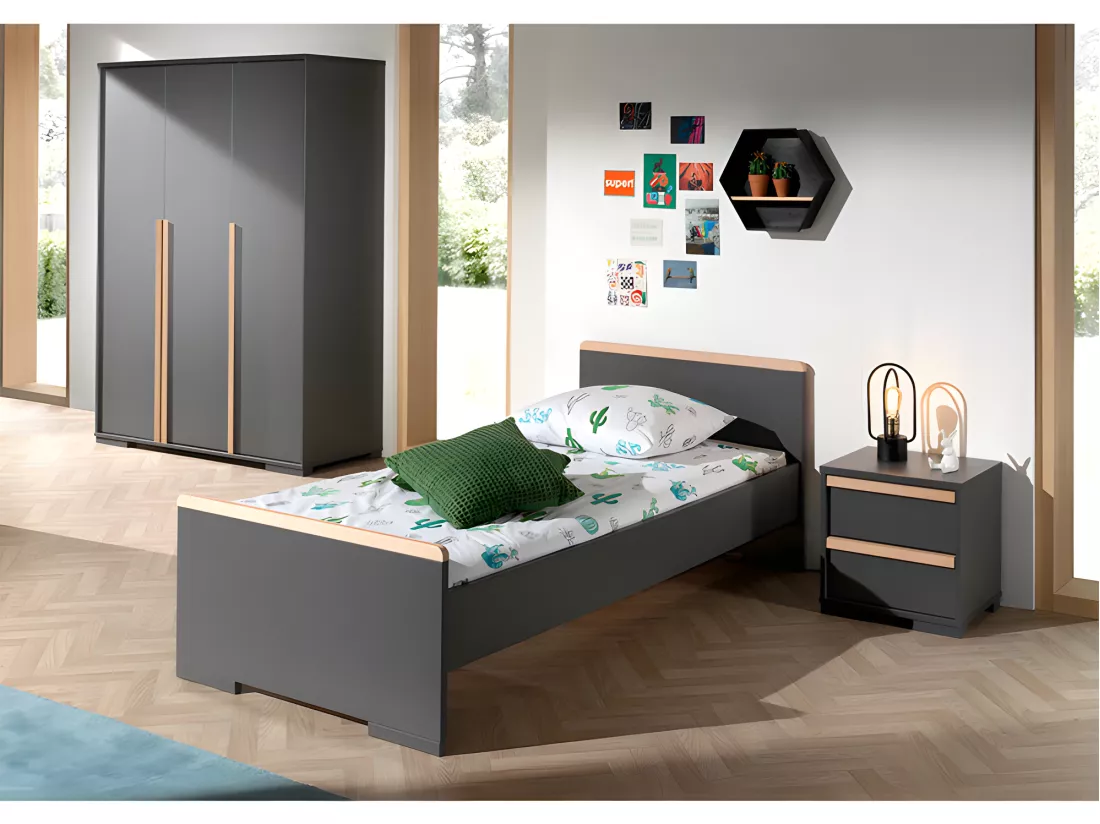 Pack - Lit Enfant, Chevet & Armoire 3 Portes 