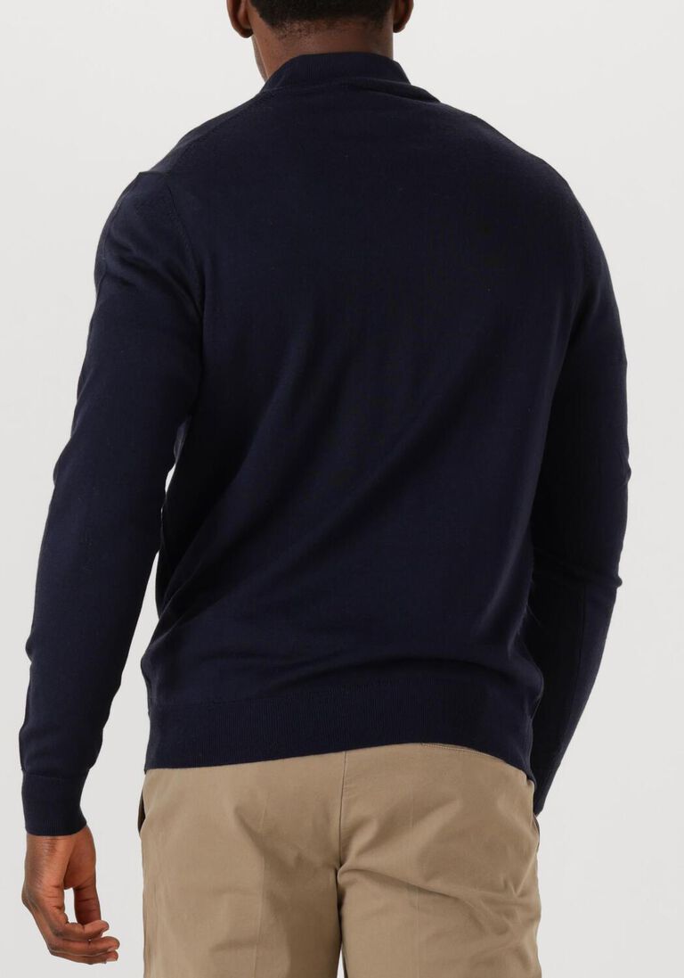 donkerblauwe profuomo trui pullover half zip merino
