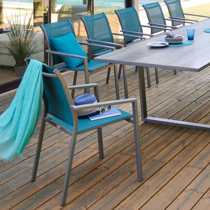 Fauteuil de jardin empilable ESSENTIA Bleu canard / Graphite