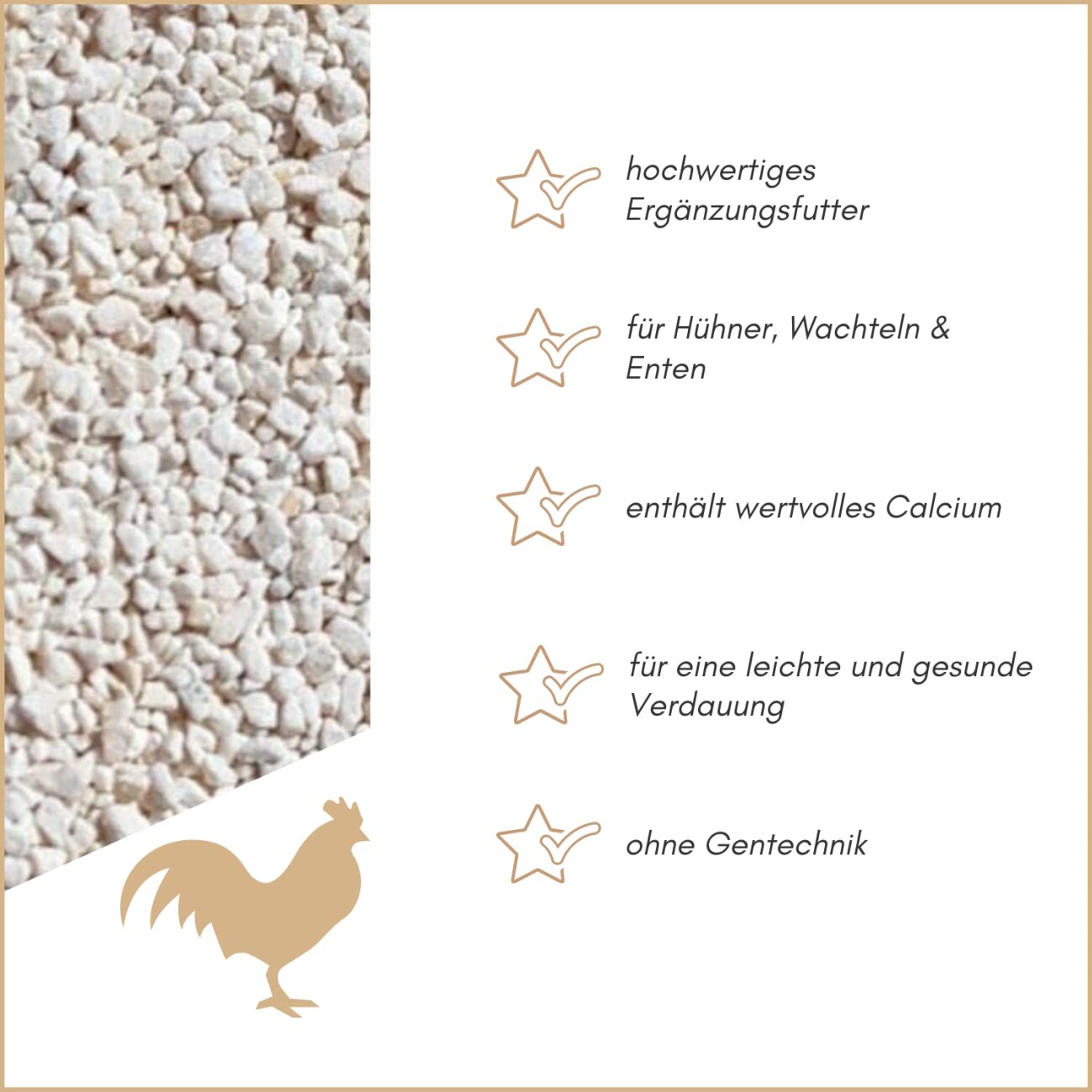 Supravit Kalkgrit für Hühner I Futterkalk Ergänzungsfutter für Hühner, Wachteln, Enten & anderes Legegeflügel I hoher Anteil an Calcium für Starke Eierschalen und eine gesunde Verdauung
