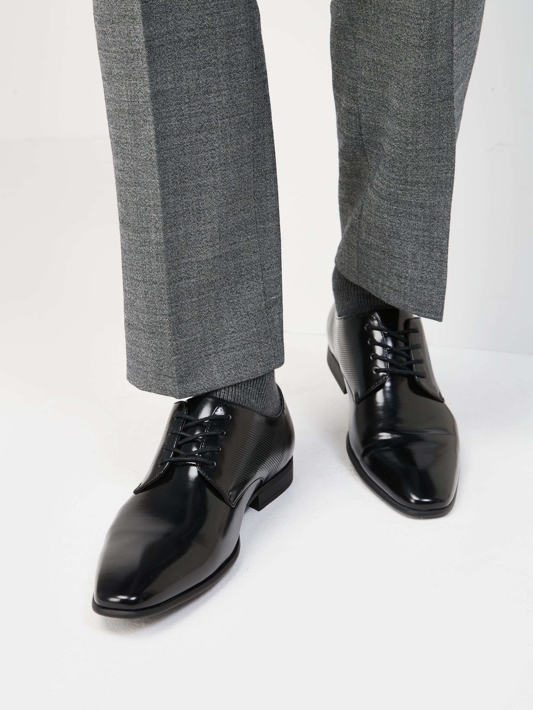 Hoogglans zwart - Derbyschoenen met veter