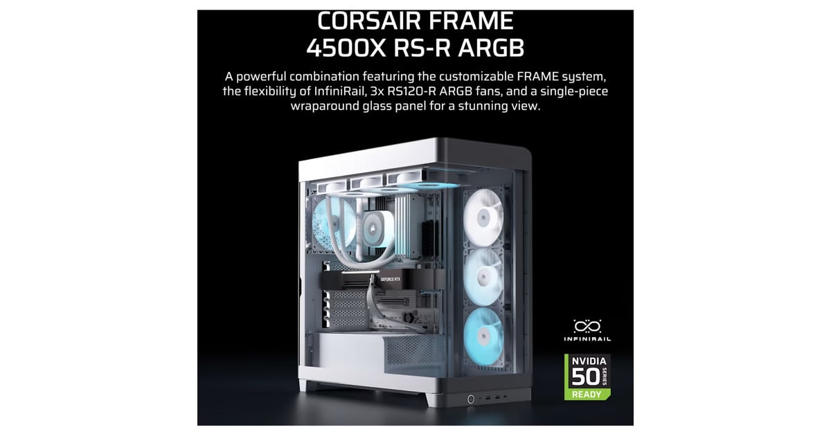 CorsairFRAME 4500X RS-R ARGB midi tower behuizing  (Wit | 2x USB-A | 1x USB-C | Tempered Glass)