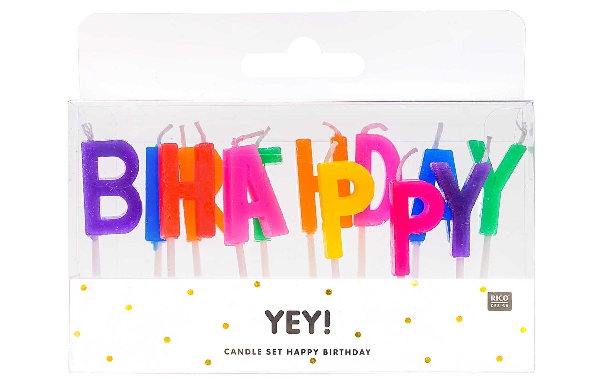 Kerze Happy Birthday 13-teiligGeburtstagskerzen für Ihre nächste Party von Rico Design