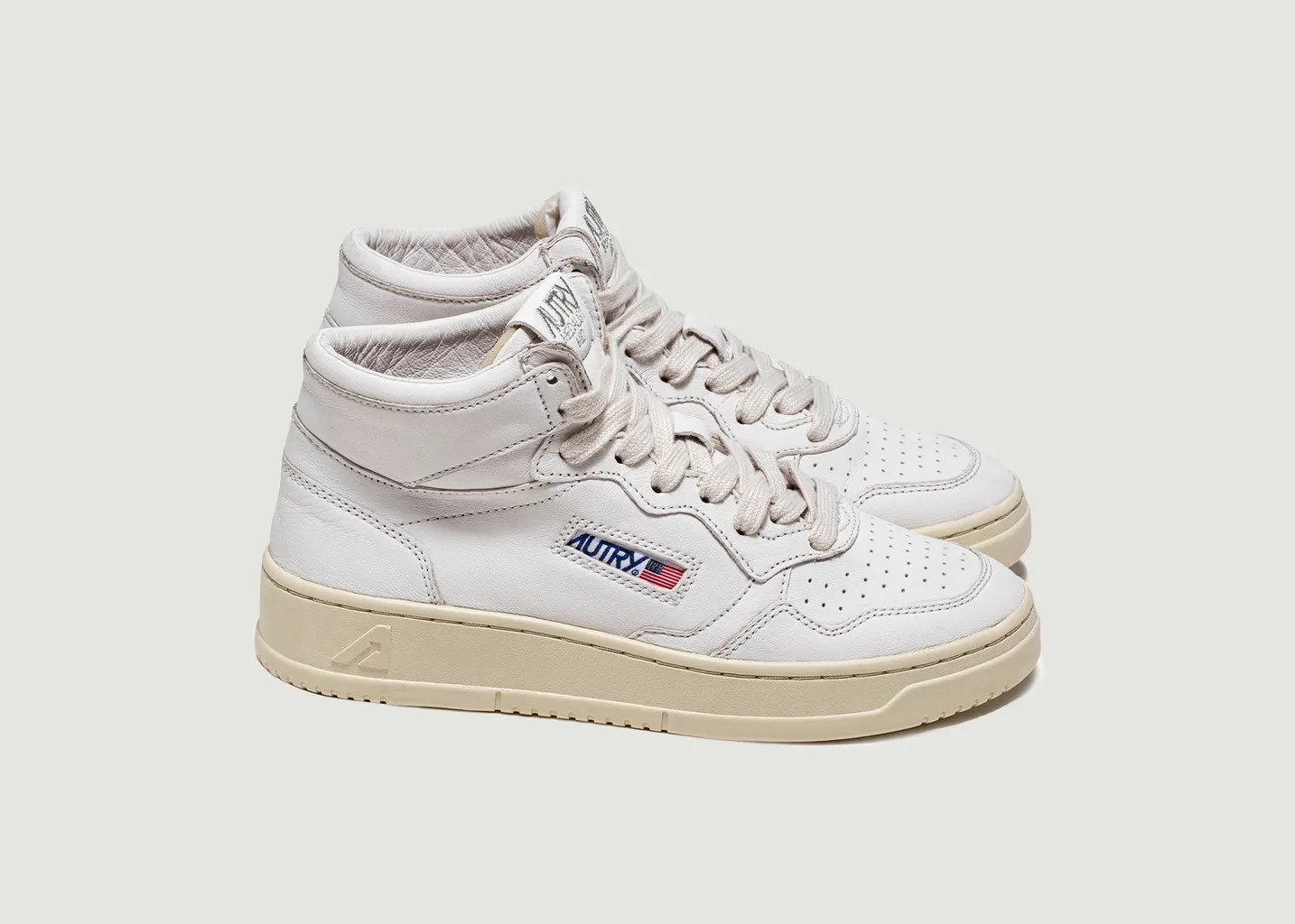 Baskets Medalist montantes en cuir blanc AUTRY
