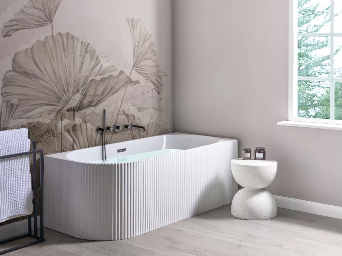 Baignoire d'angle droite blanche 160 x 80 cm GOCTA