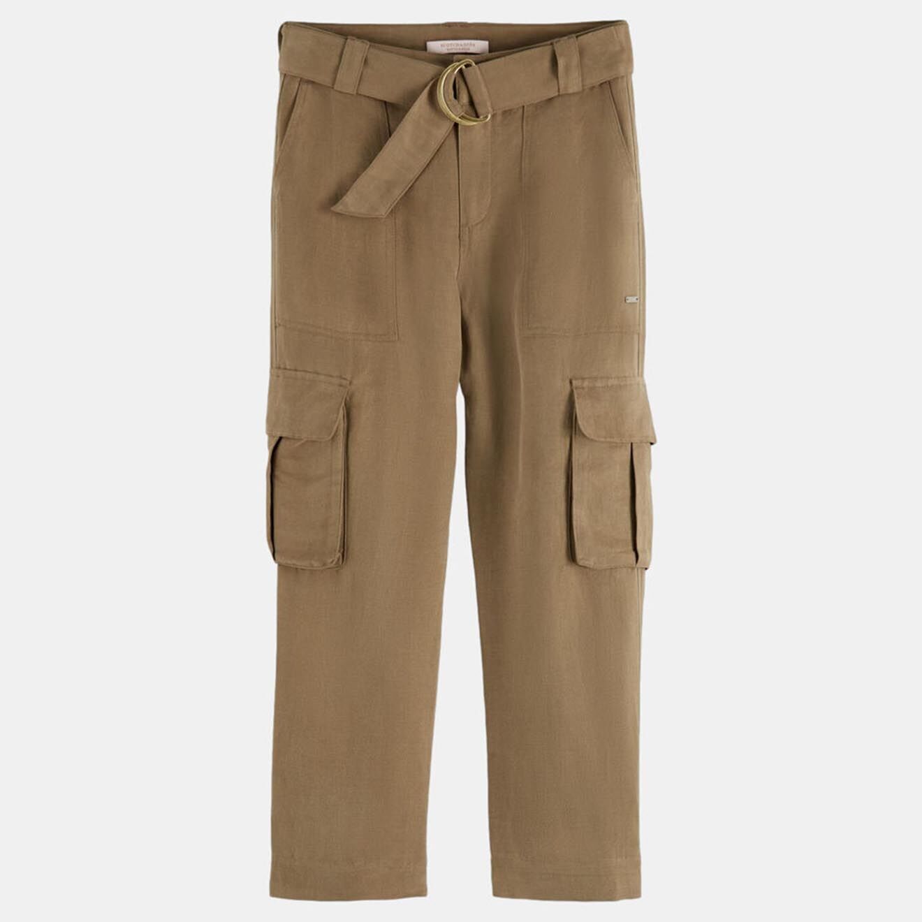 Scotch & Soda Pantalon en Lin mélangé cargo taille haute marron clair