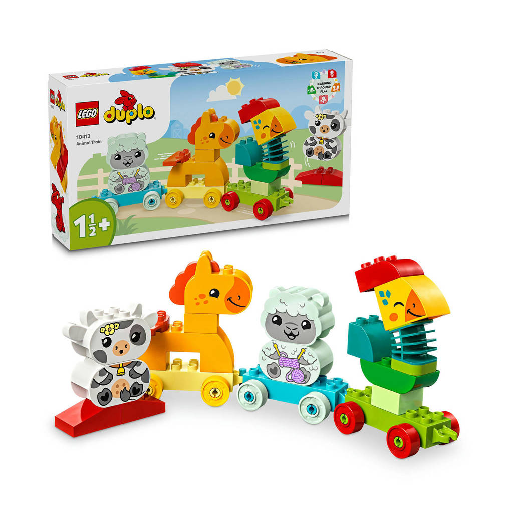 Leuke kleurrijke lego treinMijn eerste dierentrein Educatief Peuterspeelgoed op Wielen 10412
