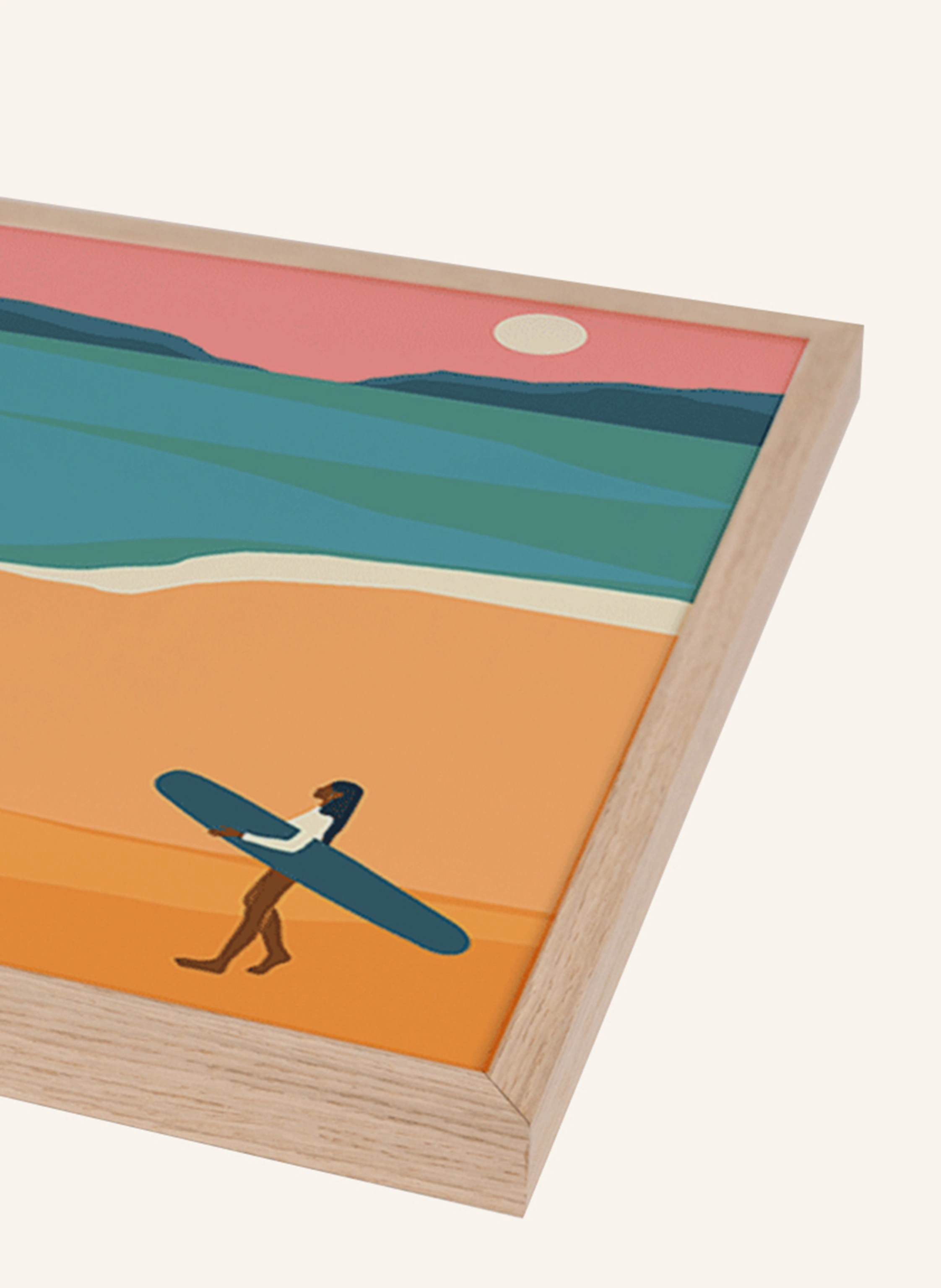 ANY IMAGE Wandbild BUNTE SURFER-ILLUSTRATION mit Rahmen
