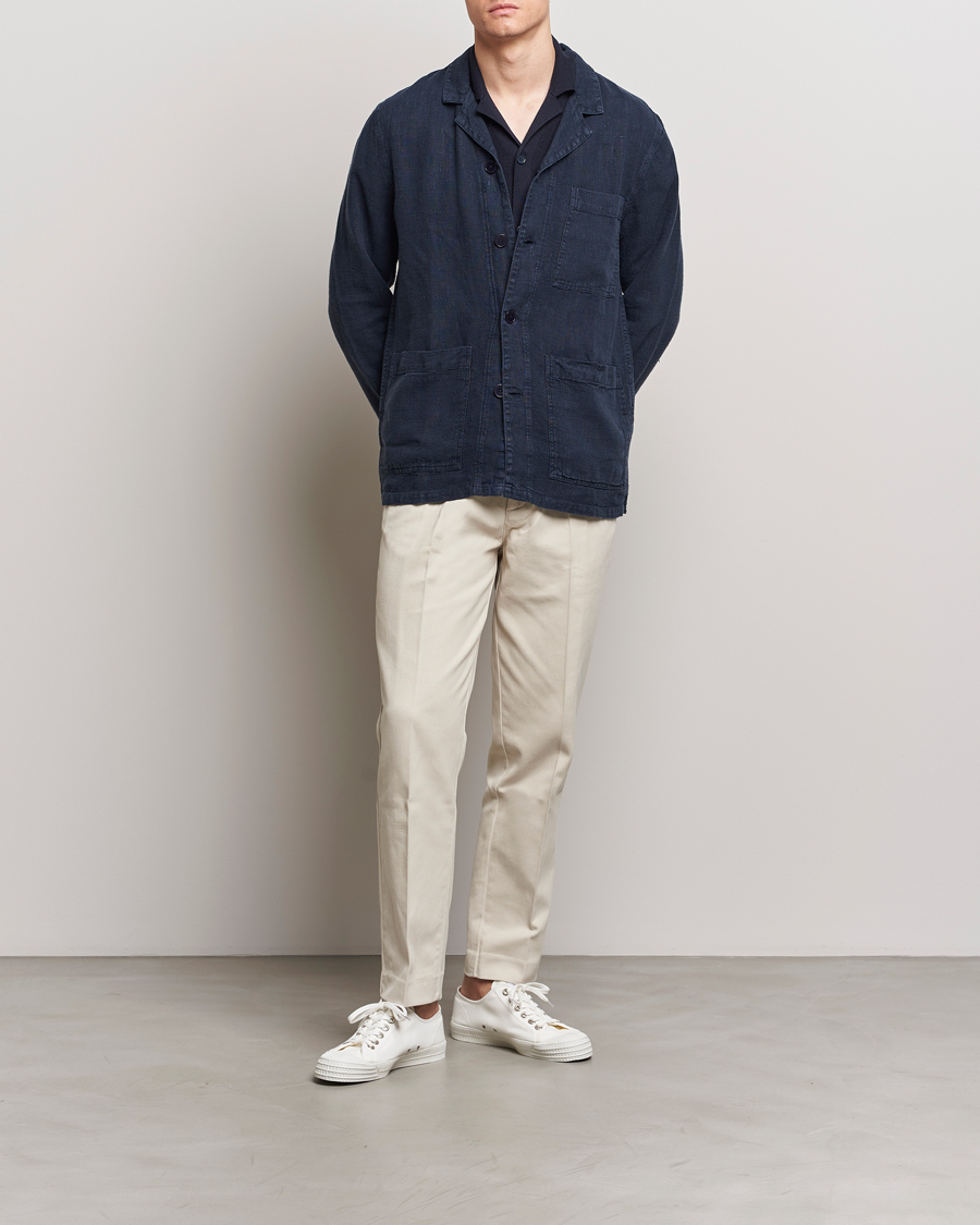 A Day's March Banagher Linen Overshirt Navy