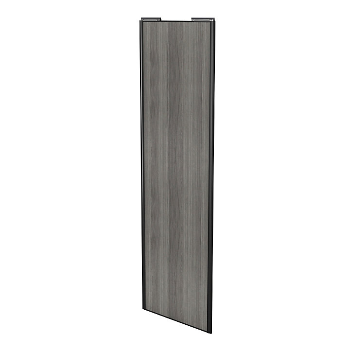 Porte de placard coulissante effet chêne grisé profil noir GoodHome Arius H. 248,5 x L. 77.2 cm + amortisseurs