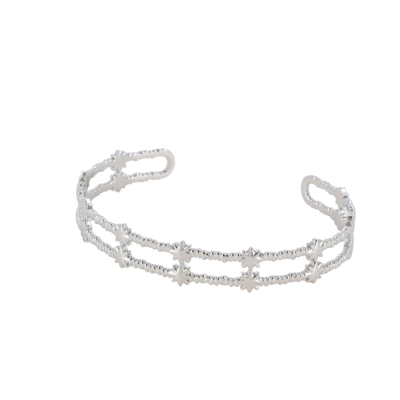 Bracelet rigide en acier argenté ajustable