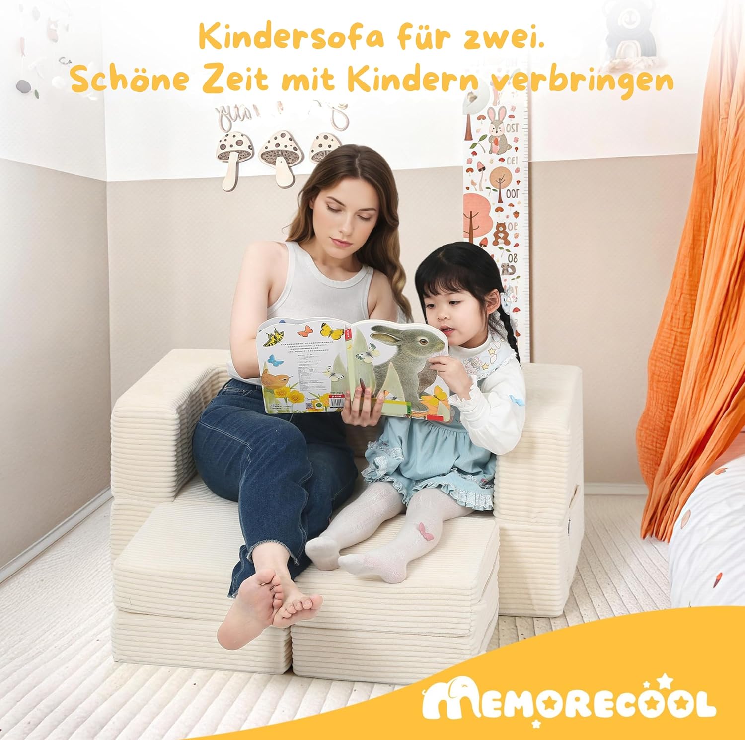 MeMoreCool Cord Kindersofa Spielsofa, Schaumstoff Bausteine, Couch Ausklappbar Im Dunkeln leuchtende, Schlafzimmermöbel, Modulare Mini Sofa für Spielzimmer, Softbausteine für Kuschelecke Kinderzimmer