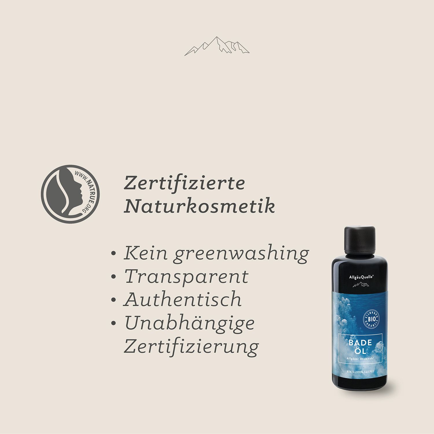 Allgäuquelle Bio Badeöl Badezusatz Atemwohl Badeduft Minze, Thymian, Salbei