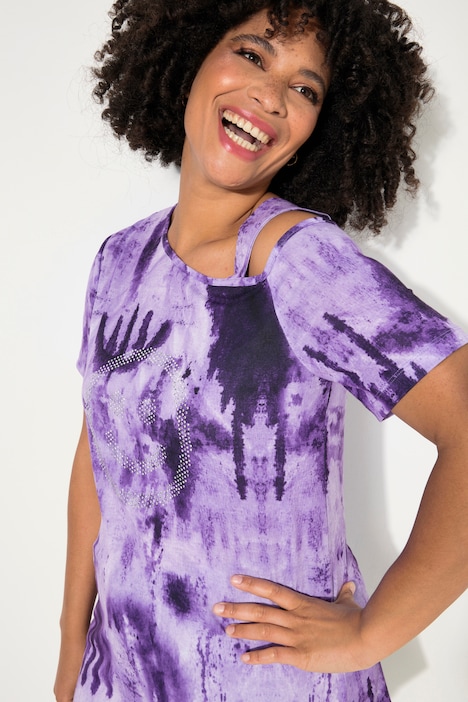 T-Shirt, Straight Fit, Batikprint, Schulter CutOut