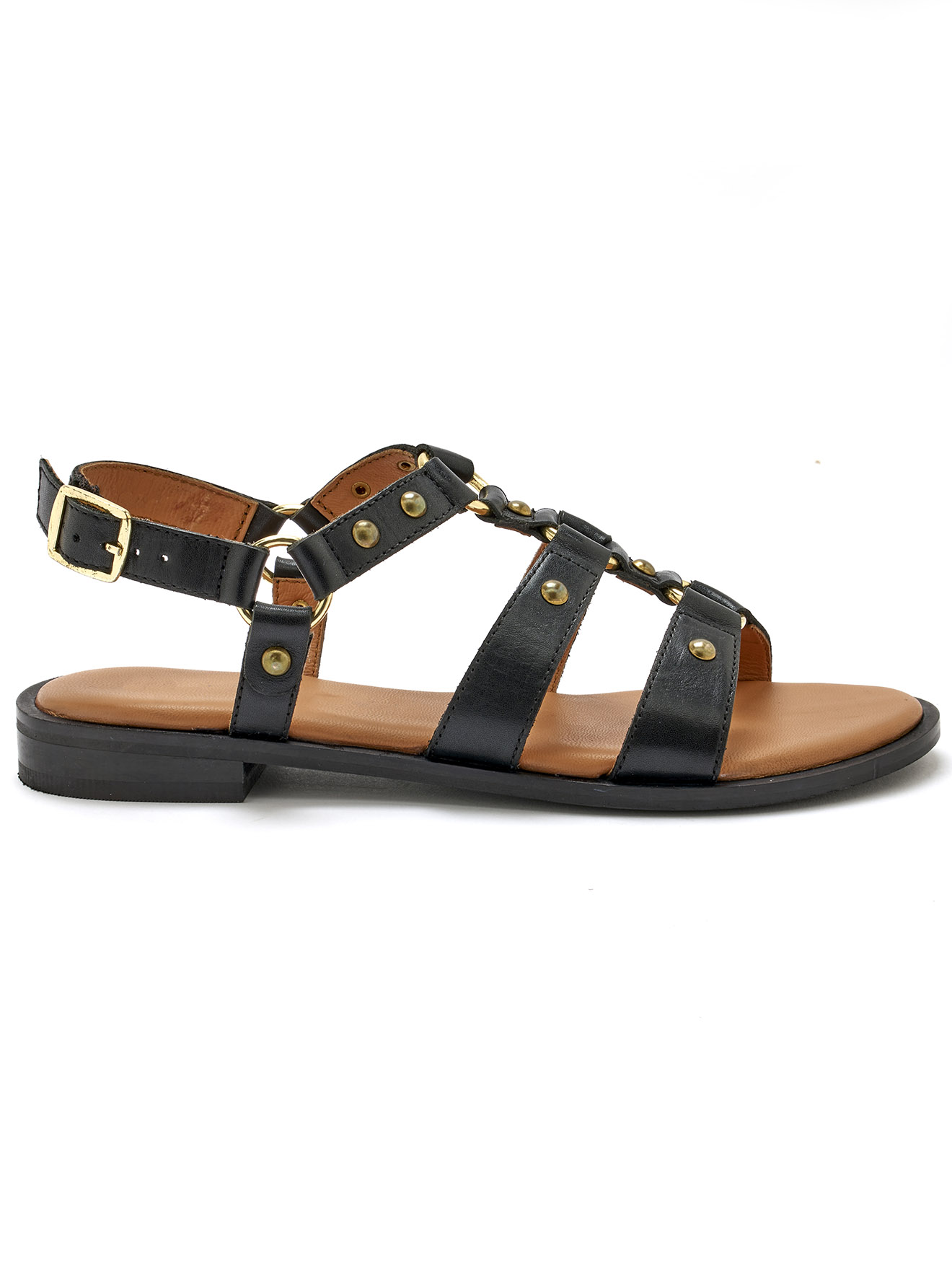 Sandales cuir lanières cloutées