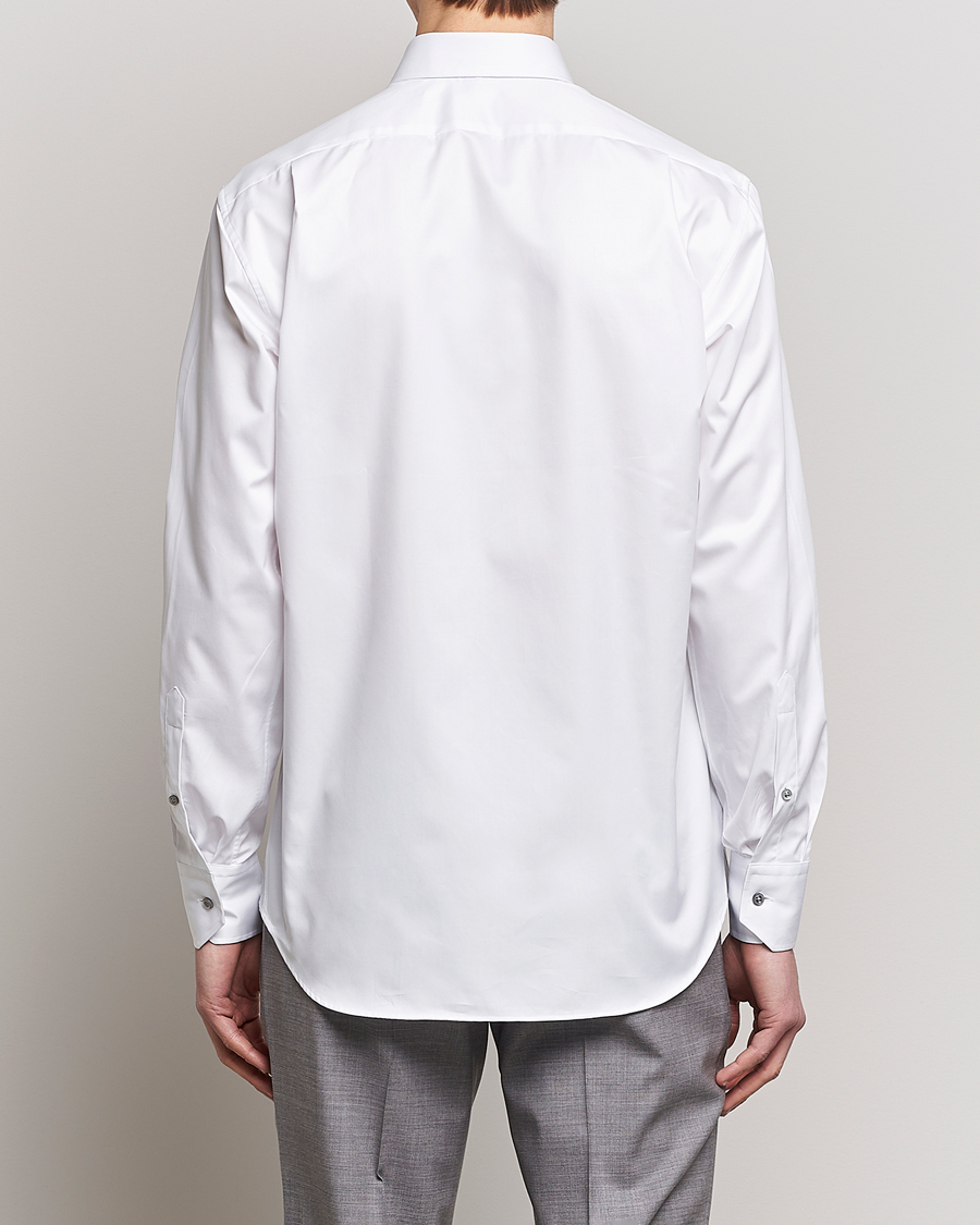 Stenströms Fitted Body Contrast Cotton Twill Shirt White
