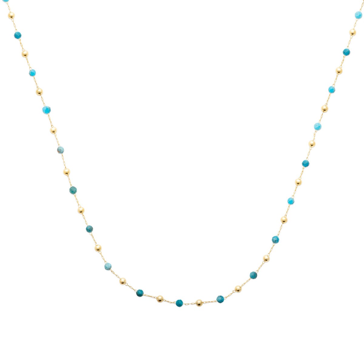 Collier Brillaxis perles fantaisis plaqué or et bleu