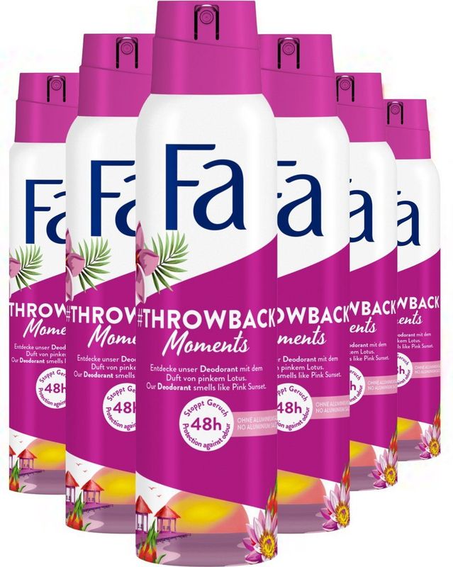 Fa - Throwback Moments - Deodorant Spray - Voordeelverpakking - 6 x 150 ml