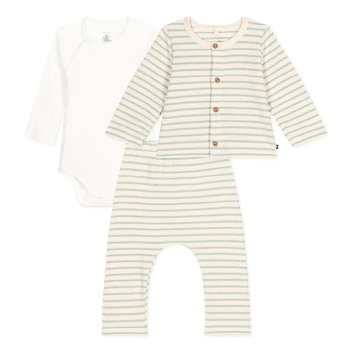 Petit Bateau Lot 3 Pièces Maille Rayé | Ecru