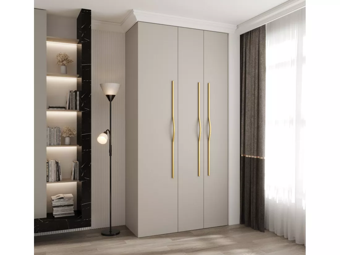 Armoire à portes battantes Como 2 245,5/120/40 3 portes (cachemire/or)
