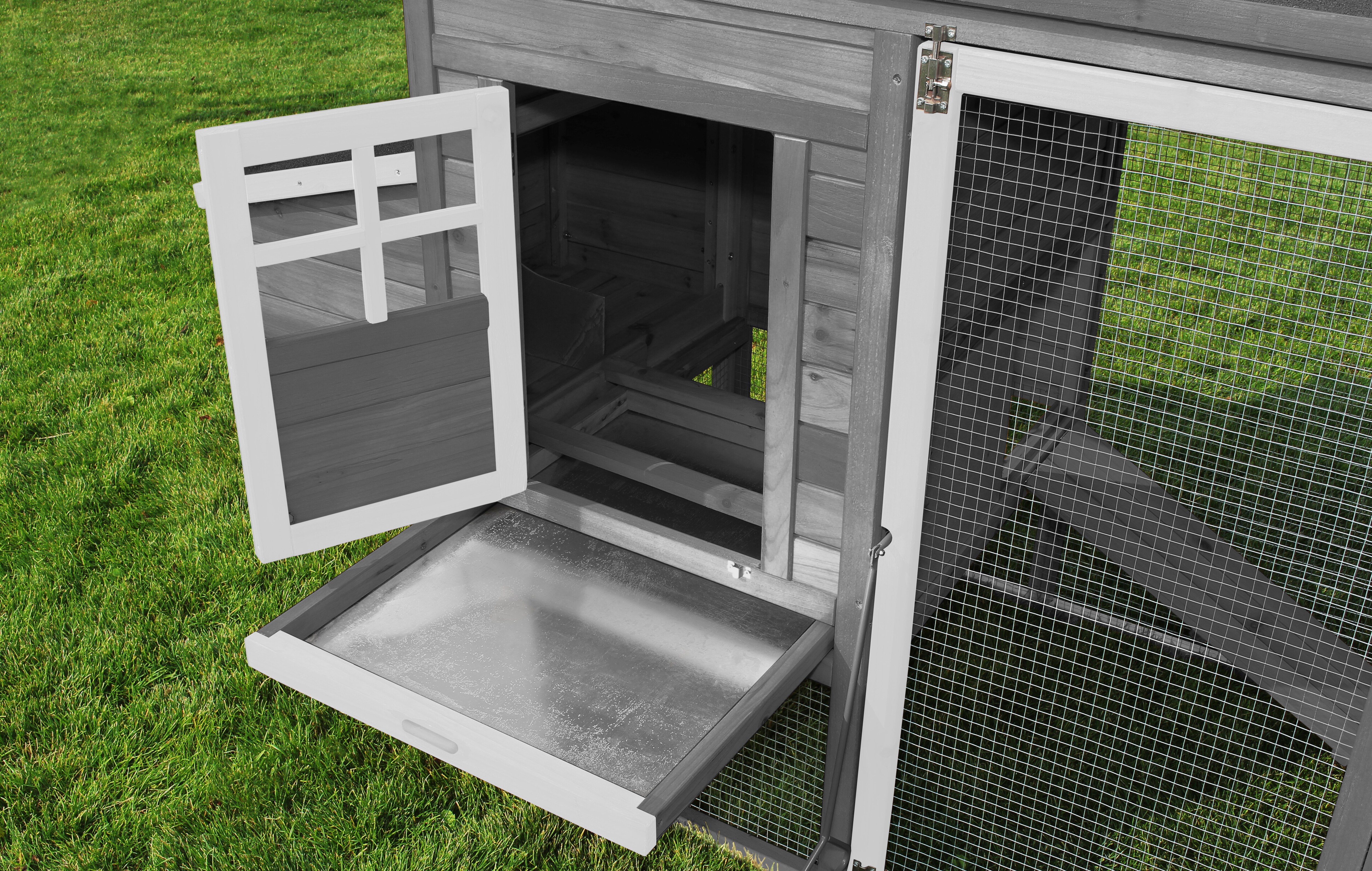 MyAnimal Hühnerstall für 4 Hühner MH-04 mit Eiablage, wasserabweisendes Dach, schutzimprägniert (Grau)
