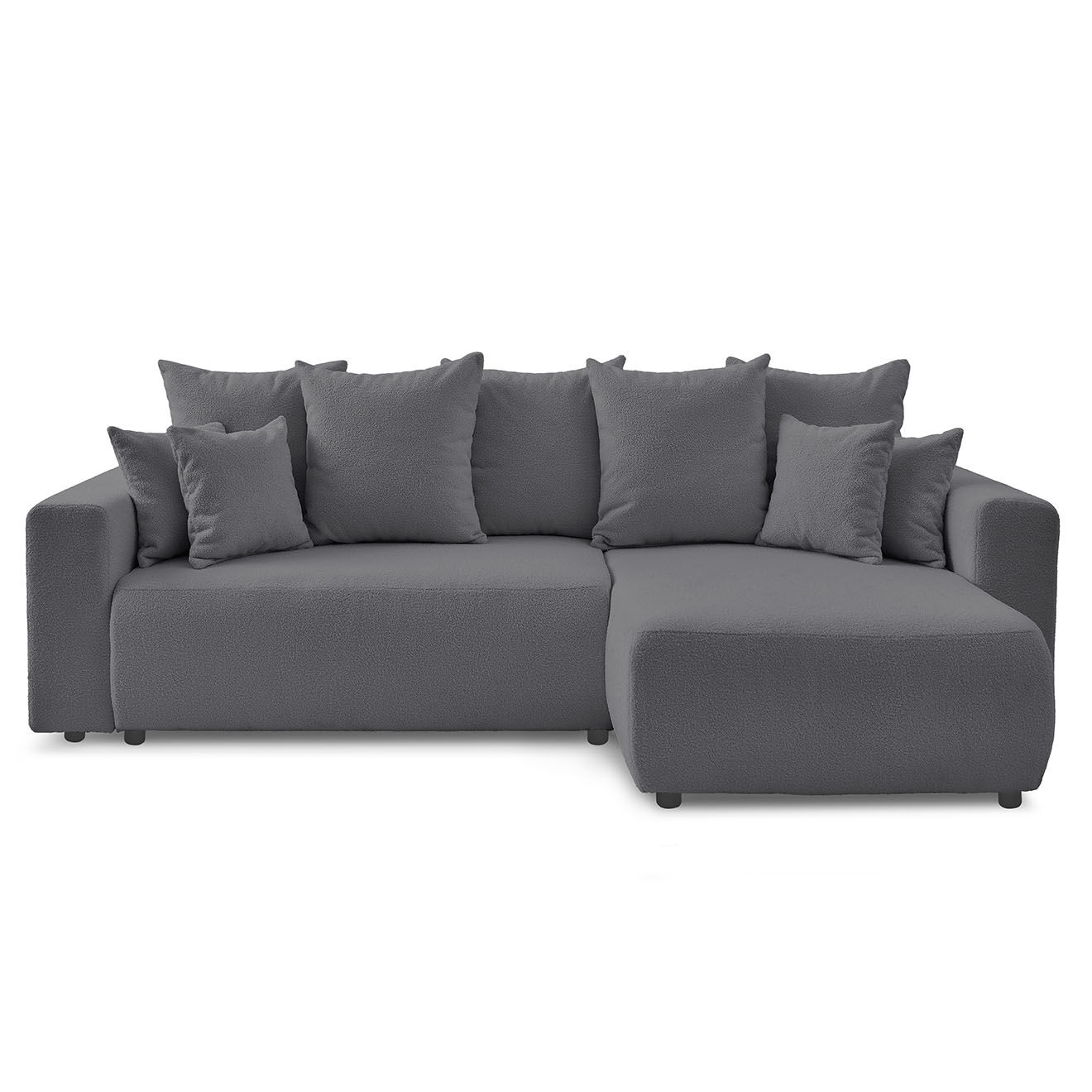 Bobochic Canapé d'angle convertible reversible bouclette Envy gris foncé - 282x153x95 cm