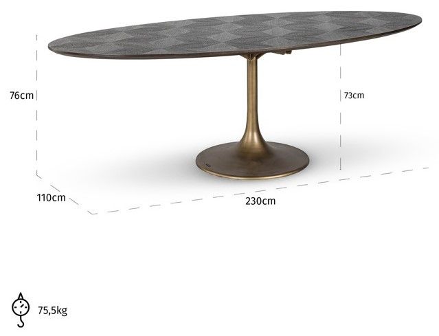 Eettafel ovaal 212063 Luxor B230 x D110 x H76 cm