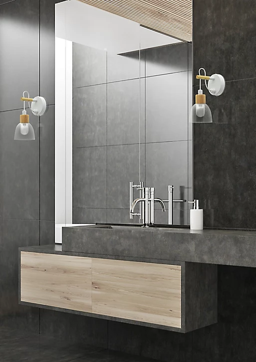Applique murale de salle de bain H. 20 x P. 16 x L. 10,5 cm Bedglass IP44 G9 33W blanc Seynave