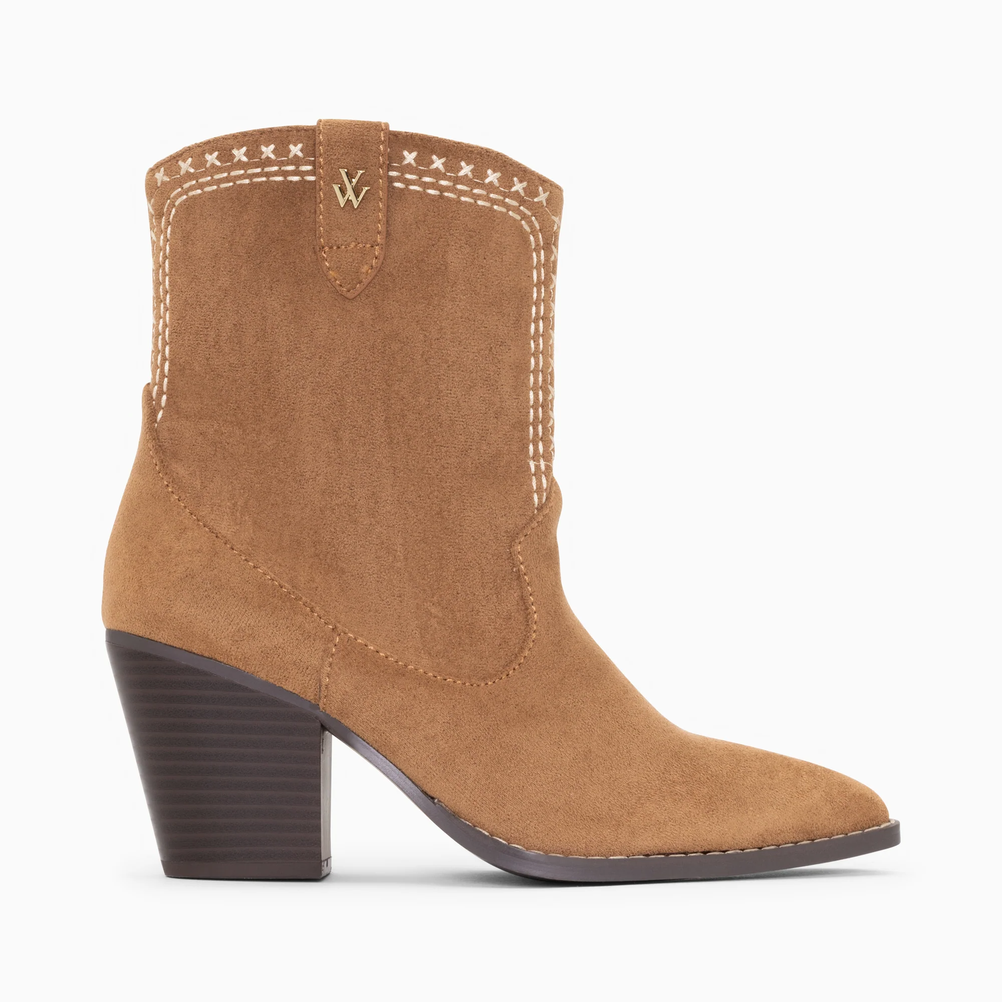Bottines-Bottines santiags Danae montantes camel à broderies