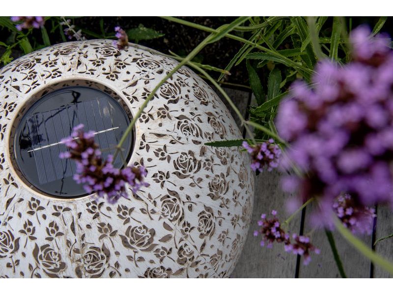 STT Windlicht Solar Antic Ball Baccara Ø 30 cm, White Solarleuchte zum Aufstellen