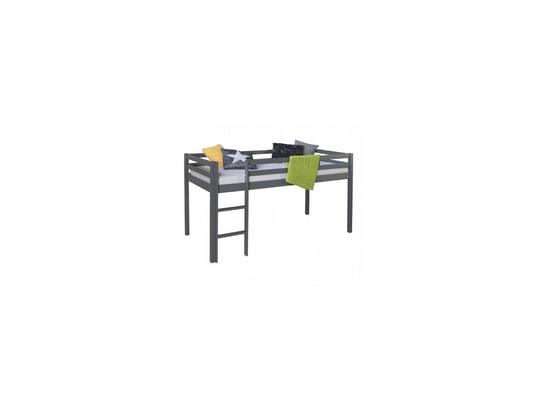 HOMESTYLE4U - Lit enfant Lit mezzanine gris avec echelle 90 x 200 cm