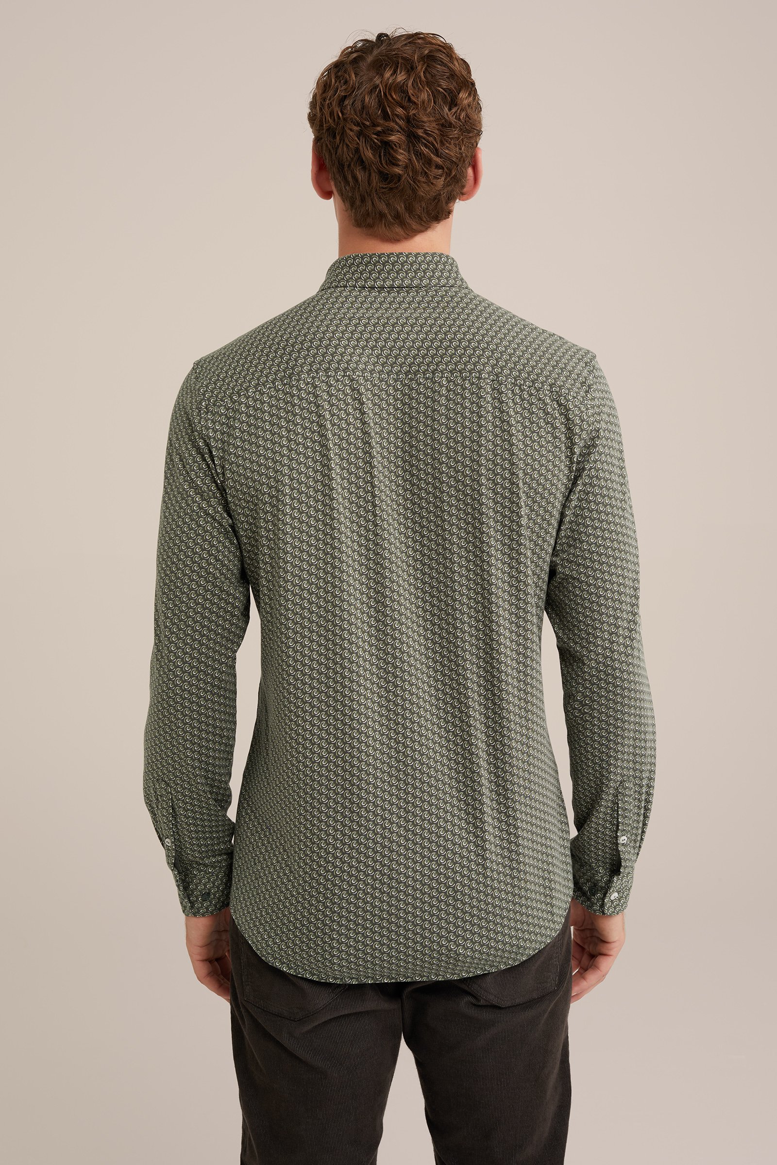 jersey overhemd met dessin WE Fashion Donkergroen