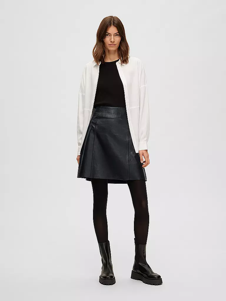 SELECTED FEMME Lederrock schwarz