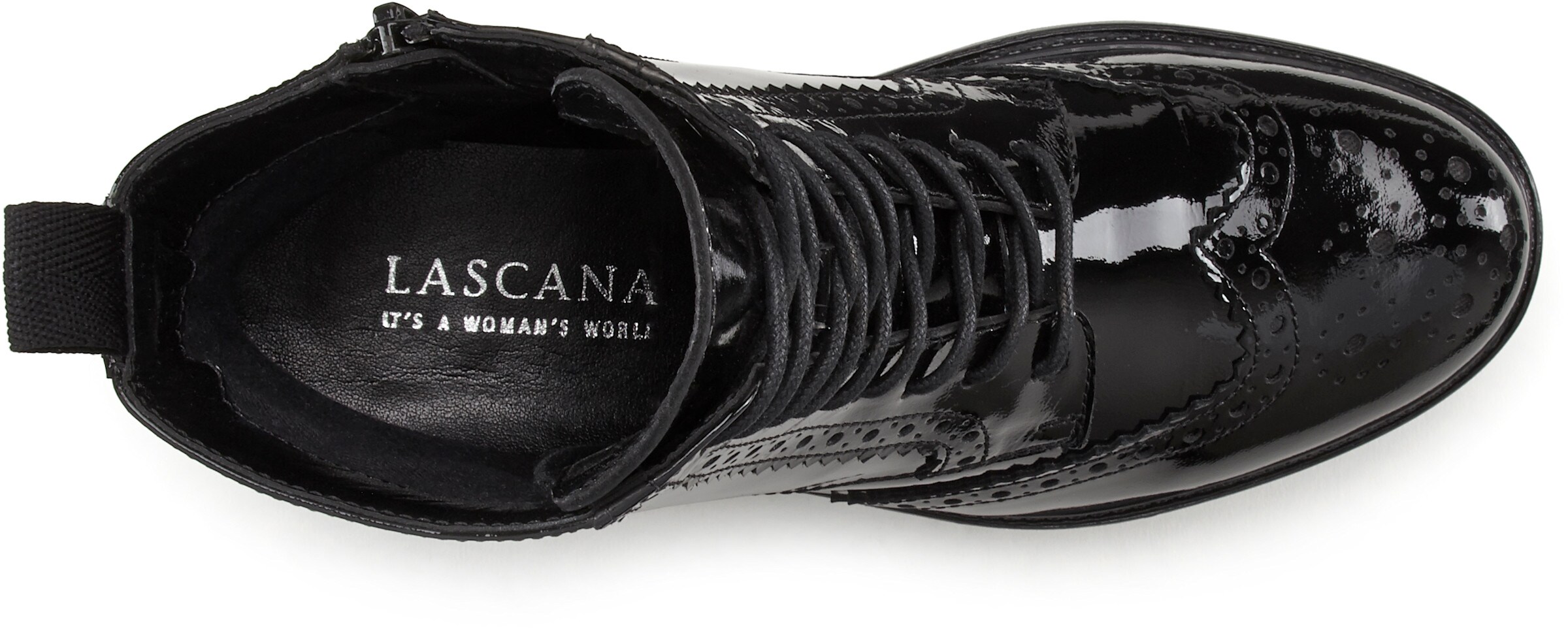 LASCANA Schnürboots in schwarz-shiny