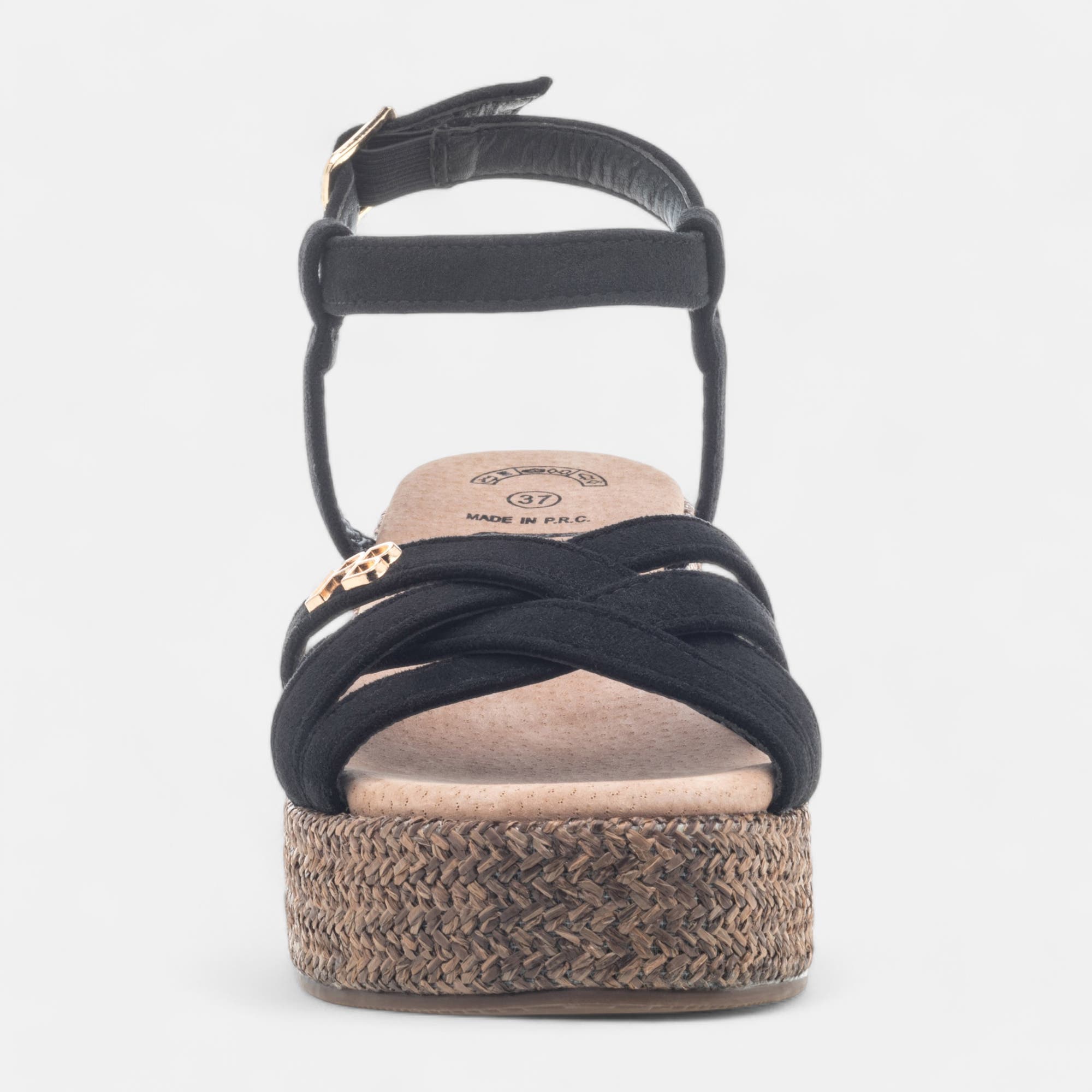 Nu-pieds à talon compensé Femme noir