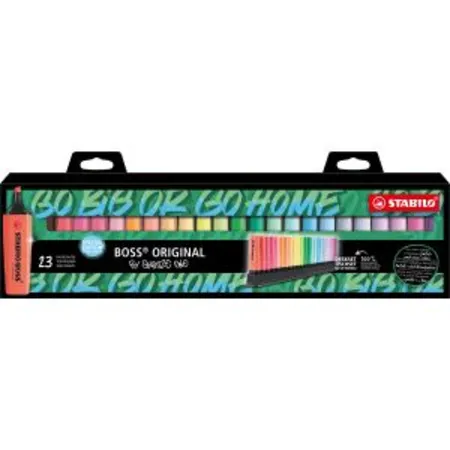 Textmarker - STABILO BOSS ORIGINAL - 23er Tischset - Snooze One Edition - 9 Leuchtfarben, 14 Pastellfarben