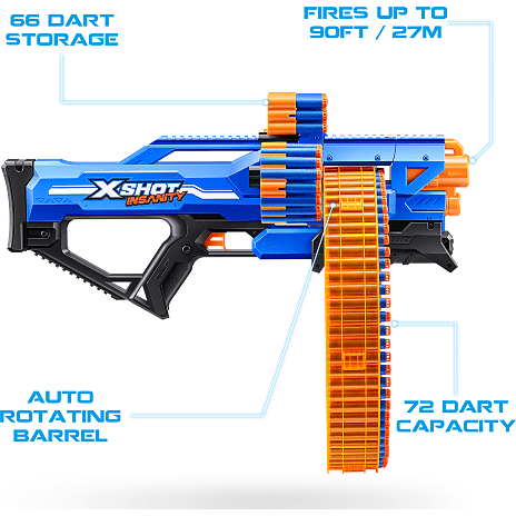 X-Shot Insanity Mad Mega Barrel blaster med 72 pile
