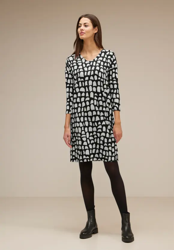 Softes Jacquard Kleid - Black
