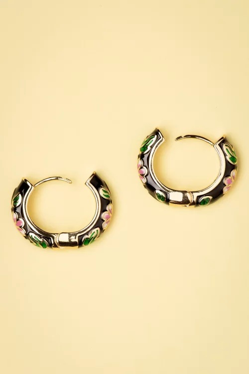 Day&Eve by Go Dutch Label My flower oorbellen in zwart