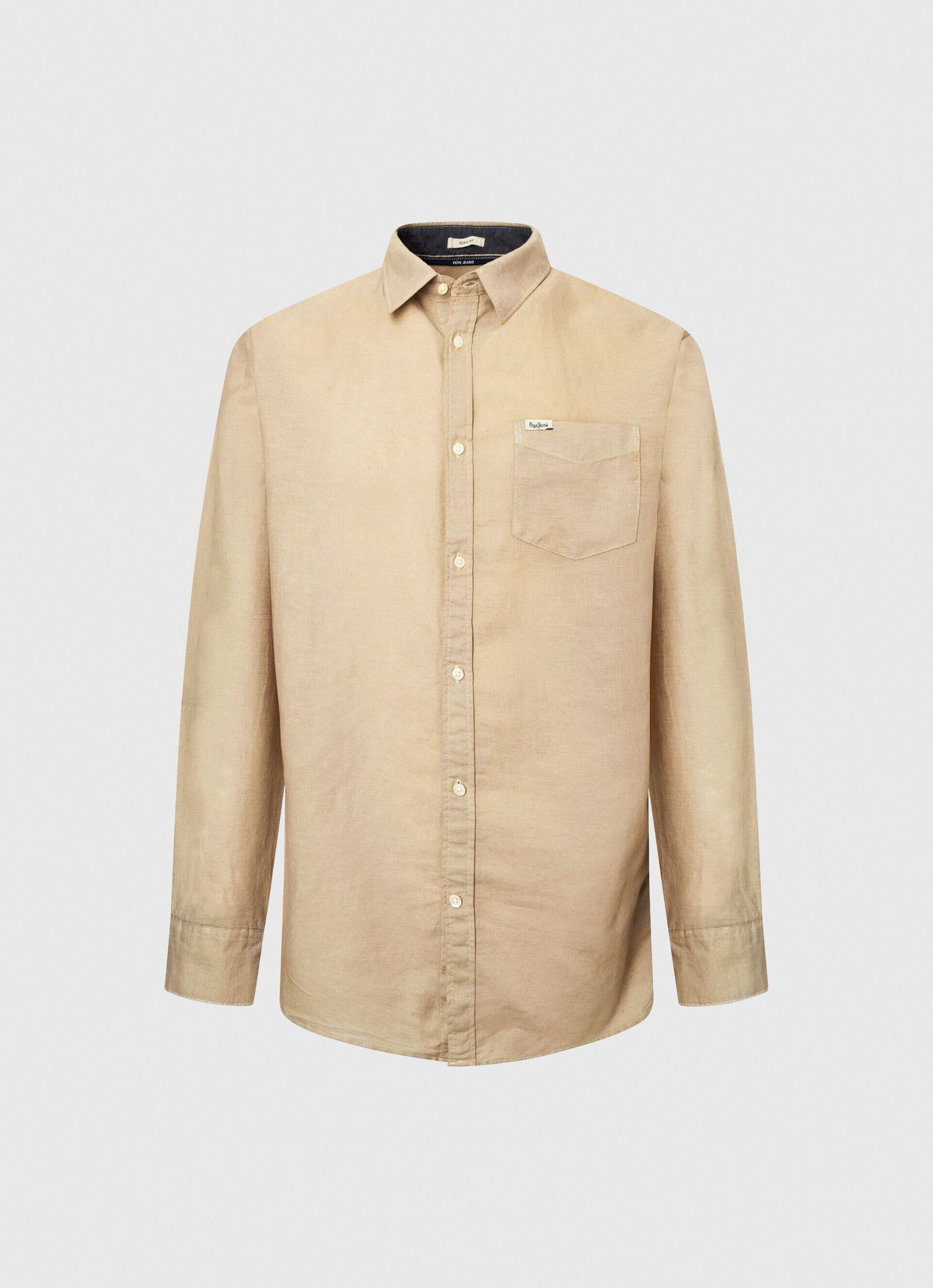 Camisa de linho de manga comprida Parker - bege camelo