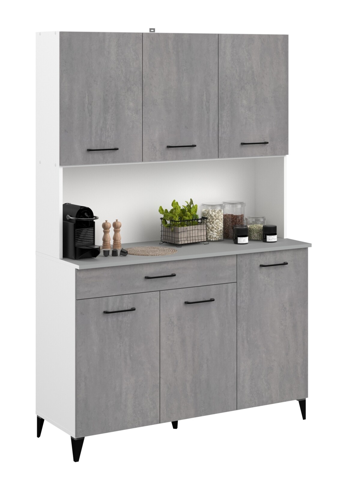Buffetschrank MALICE 11 -Betonoptik hell - weiß - 120 cm