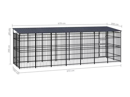 Chenil cage enclos pac noire 672 x 192 x 200 cm 02_0041737