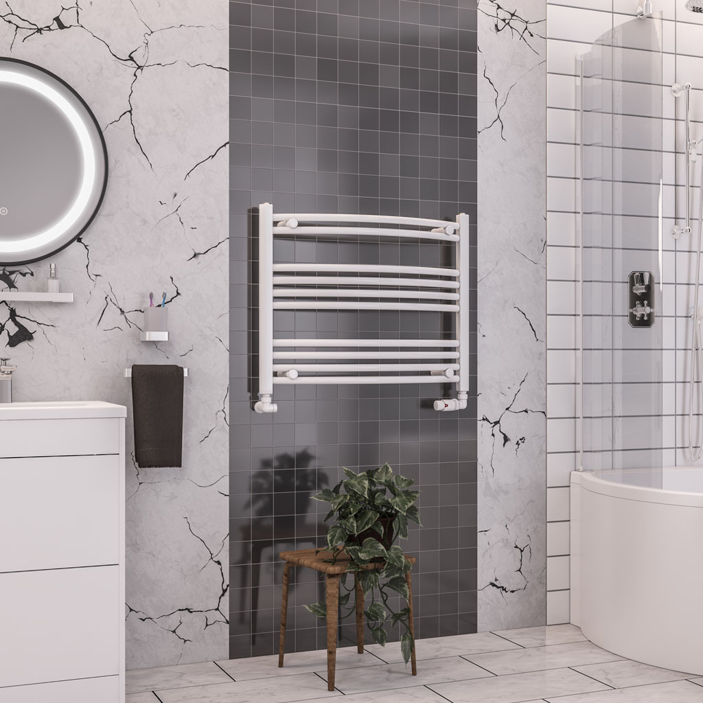 Eastbrook Wendover gebogen handdoekradiator 75x60cm 314W wit glans